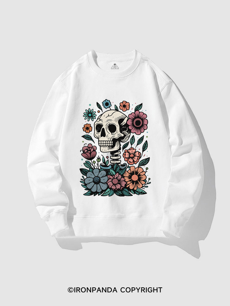 SKELETON WITH FLOWER CREWNECK Sweatshirt