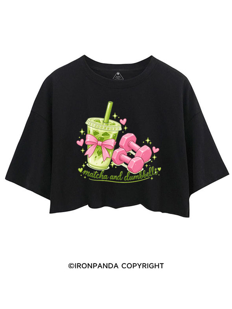 MATCHA AND DUMBBELL MATCHA LOVER CROP TOPS