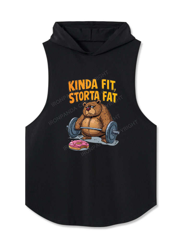 Kinda Fit Sorta Fat Bear Lifting Hooded Tank