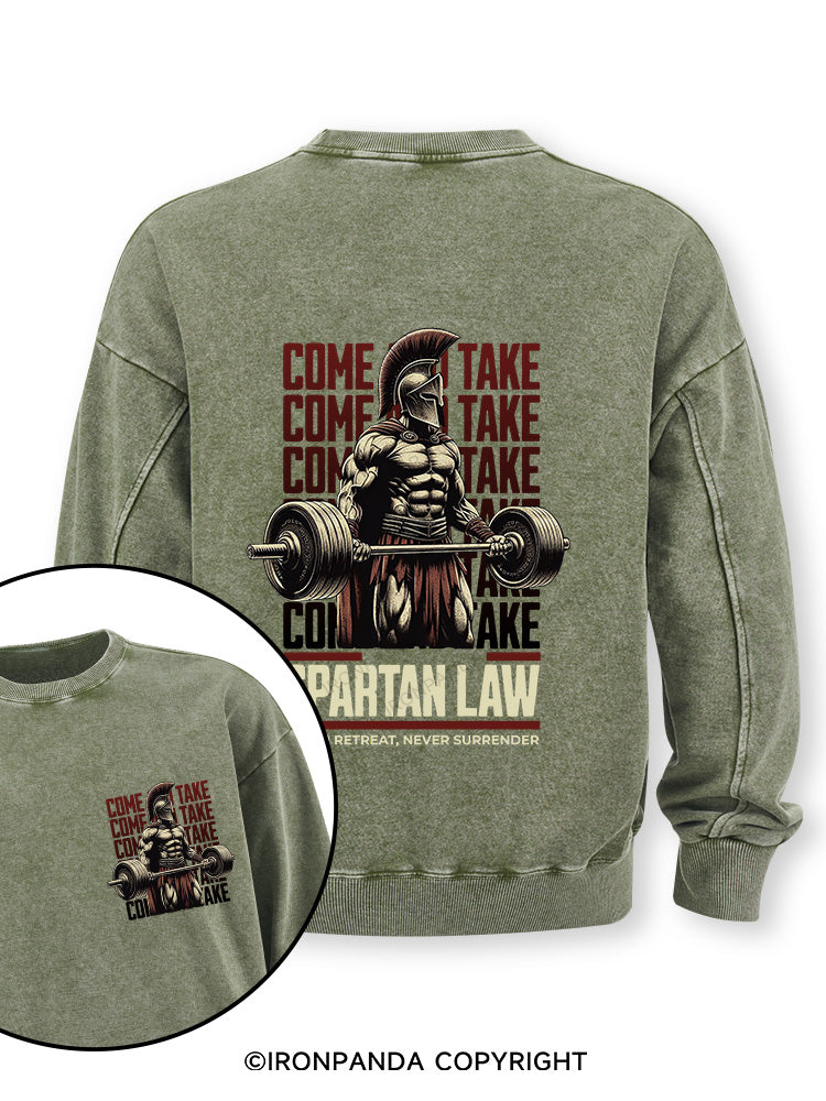 spartan law Double-Sided Printed Washed Sweatshirt