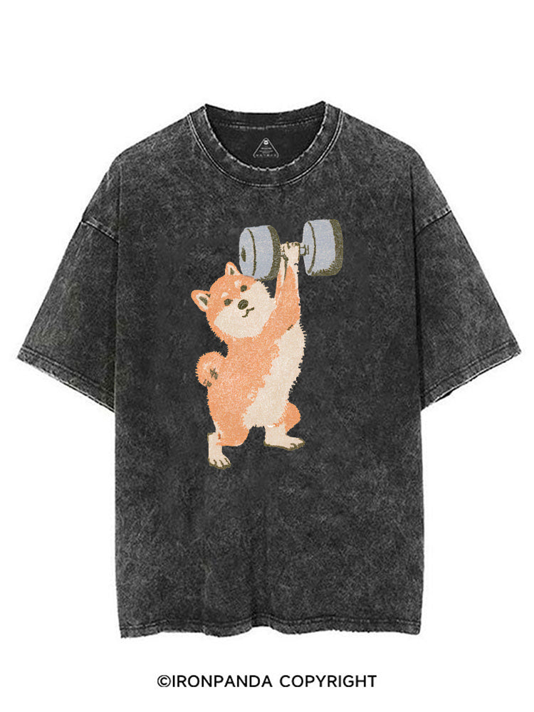 STRONG SHIBA INU LIFTING WEIGHTS VINTAGE GYM SHIRT