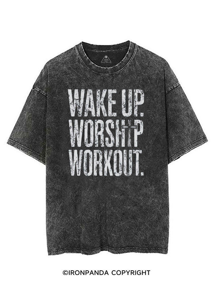 WAKE UP WORSHIP WORKOUT JESUS VINTAGE GYM SHIRT