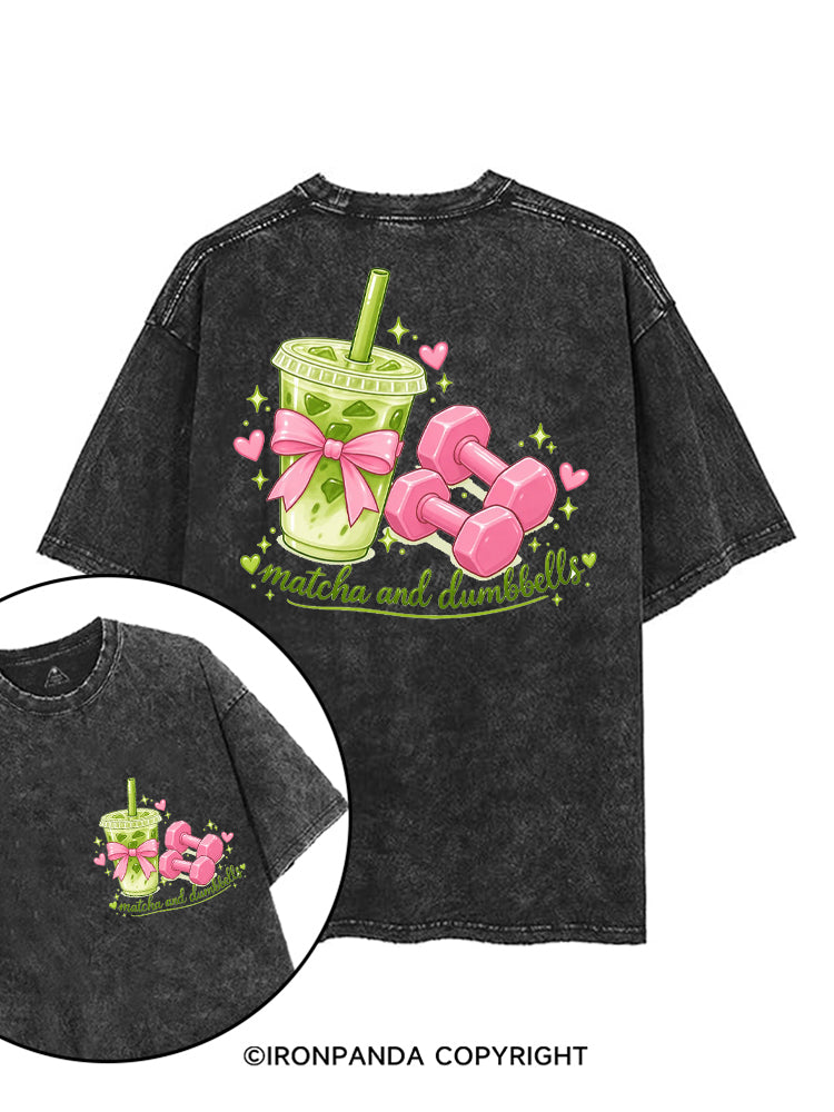 MATCHA AND DUMBBELL MATCHA LOVER printed Gym Shirt
