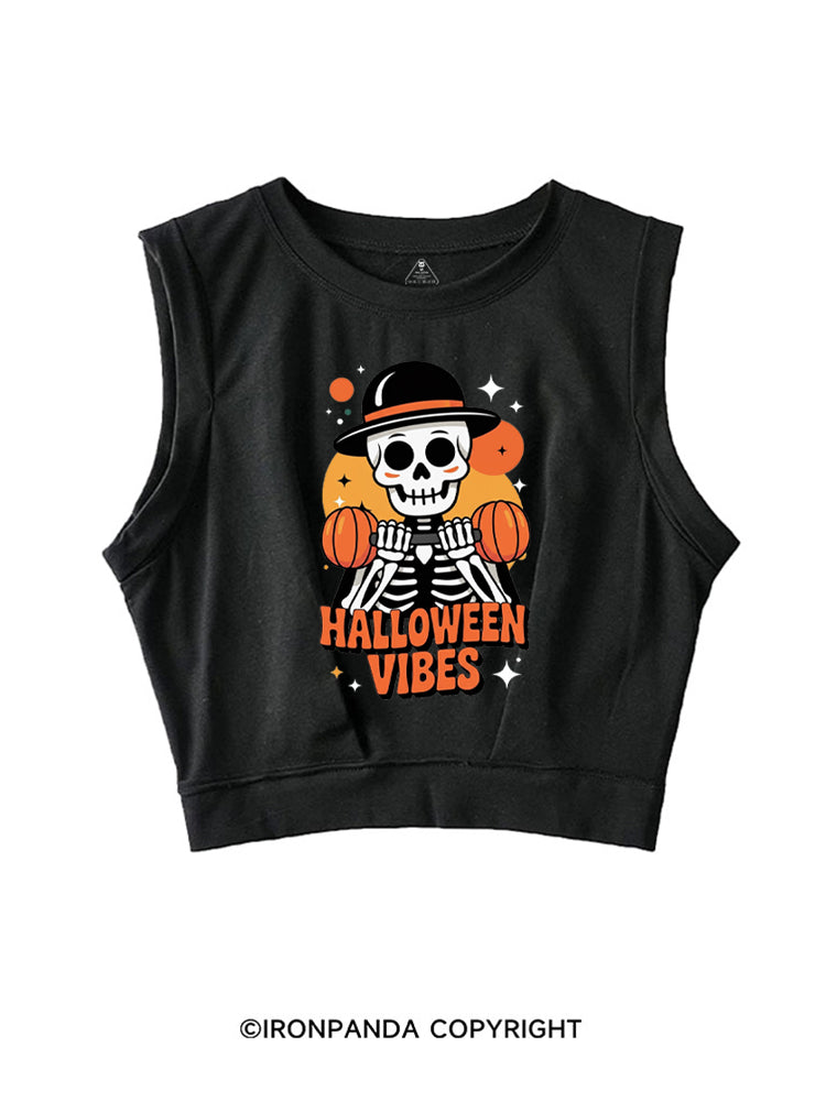 HALLOWEEN VIBES STRONG MIND SLEEVELESS CROP TOPS