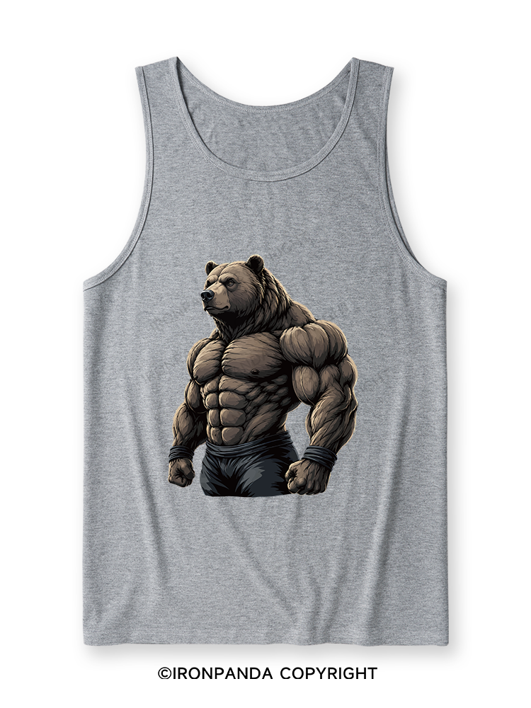 Muscular Bear Bodybuilder Performance Ultra Soft Heather Tank