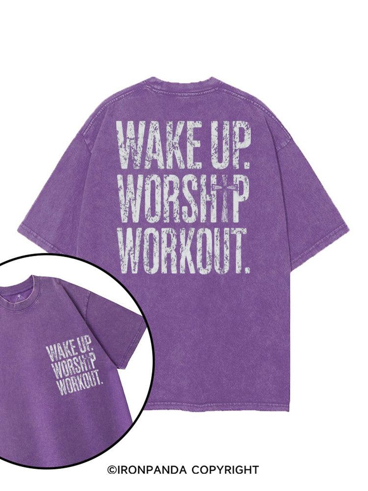 WAKE UP WORSHIP WORKOUT JESUS printed Gym Shirt