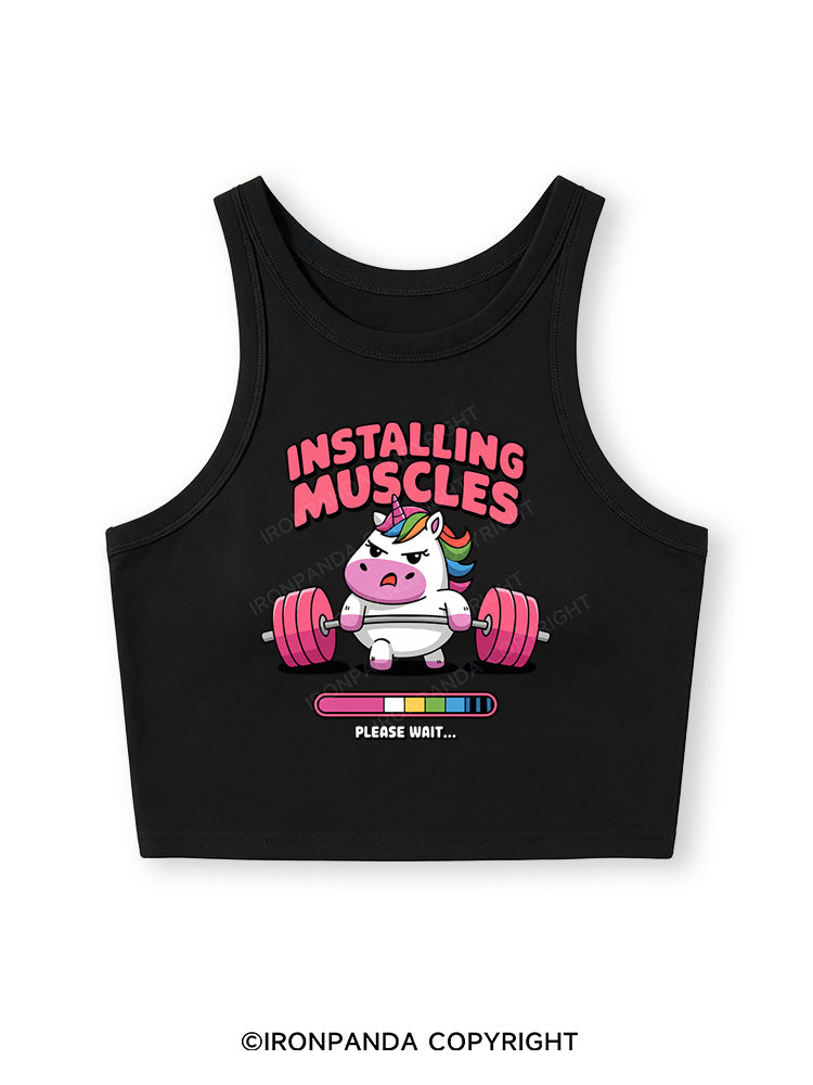 INSTALLING MUSCLES Fitted Crop Tank Top