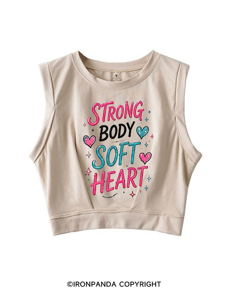 STRONG BODY SOFT HEART SELF-CARE SLEEVELESS CROP TOPS