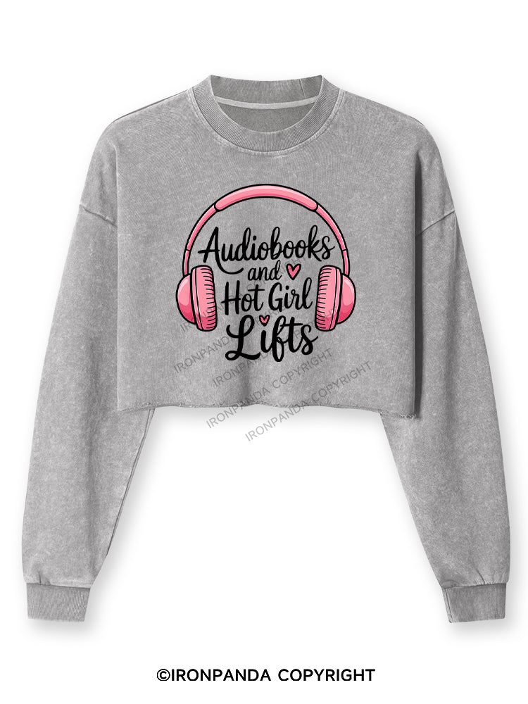 AUDIOBOOKS AND HOT GIRL LIFTS Washed Long-Sleeve Crop Top