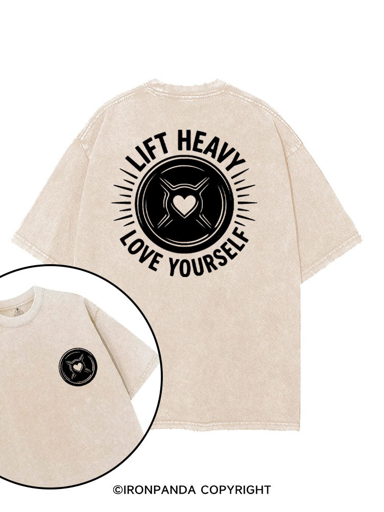 LIFT HEAVY LOVE YOURSELF printed Gym Shirt