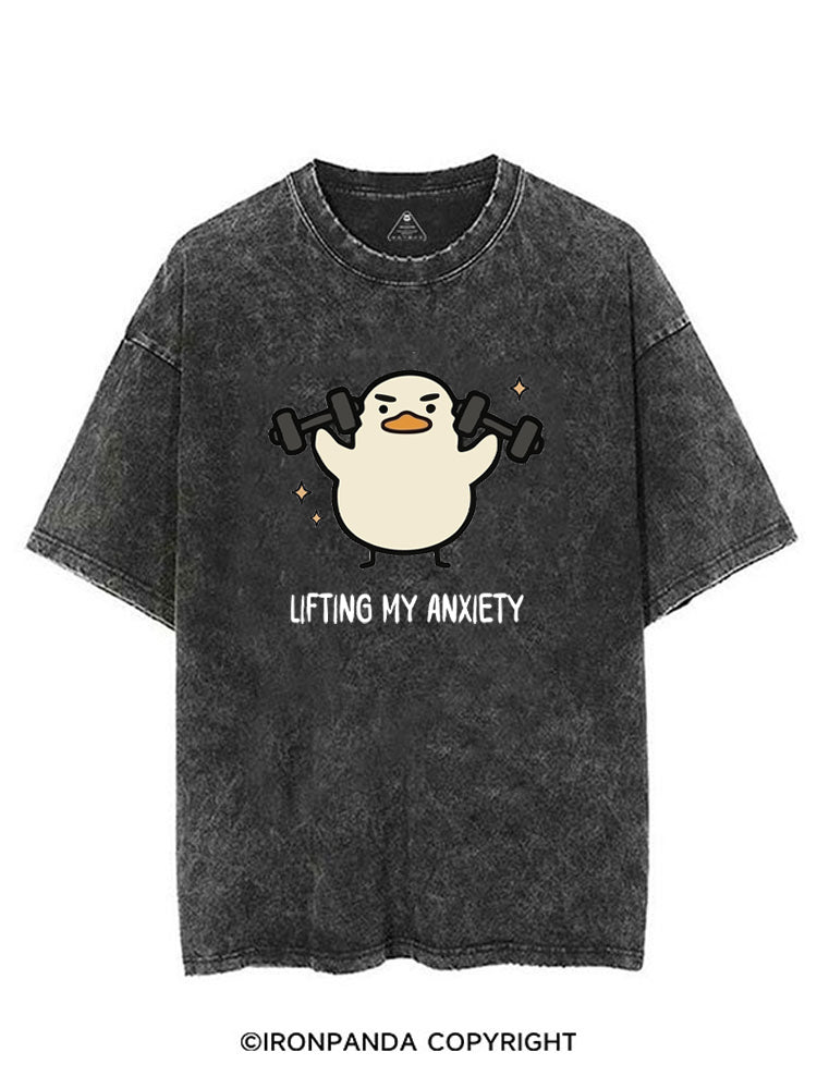 LIFTING MY ANXIETY WEIGHTLIFTING DUCK VINTAGE GYM SHIRT