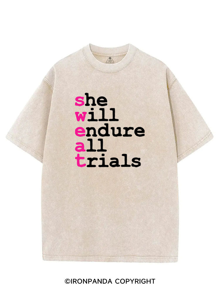 SWEAT She Will Endure All Trials VINTAGE GYM SHIRT
