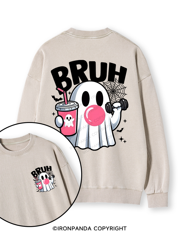 BRUH Double-Sided Printed Washed Sweatshirt