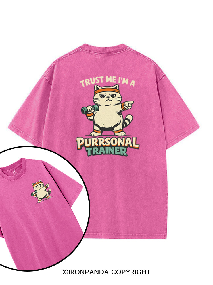 TRUST ME I'M A PURRSONAL TRAINER printed Gym Shirt