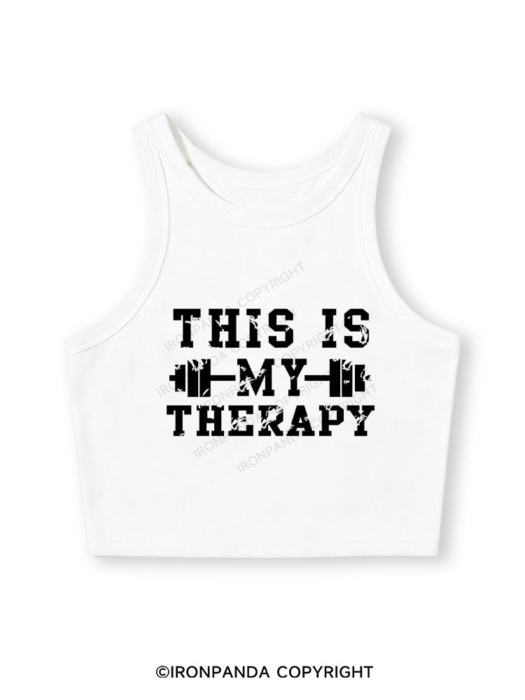 THIS IS MY THERAPY Fitted Crop Tank Top
