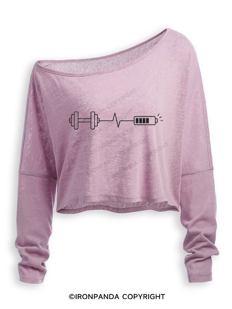 LOW BATTERY SOLUTION Off Shoulder Long Sleeve Crop Top