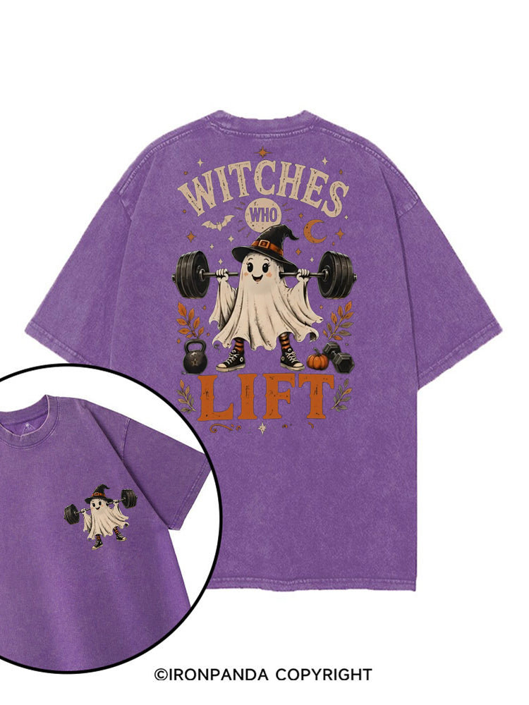 WITCHES WHO LIFT GHOST HALLOWEEN GYM printed Gym Shirt