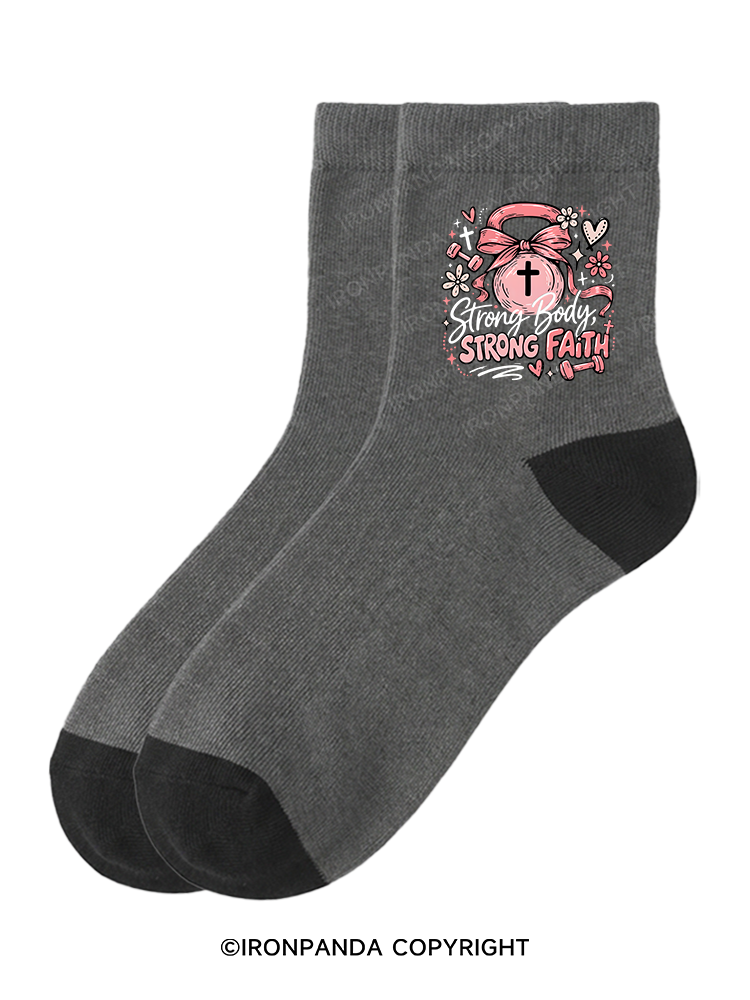 STRONG BODY, STRONG FAITH JESUS Crew Socks