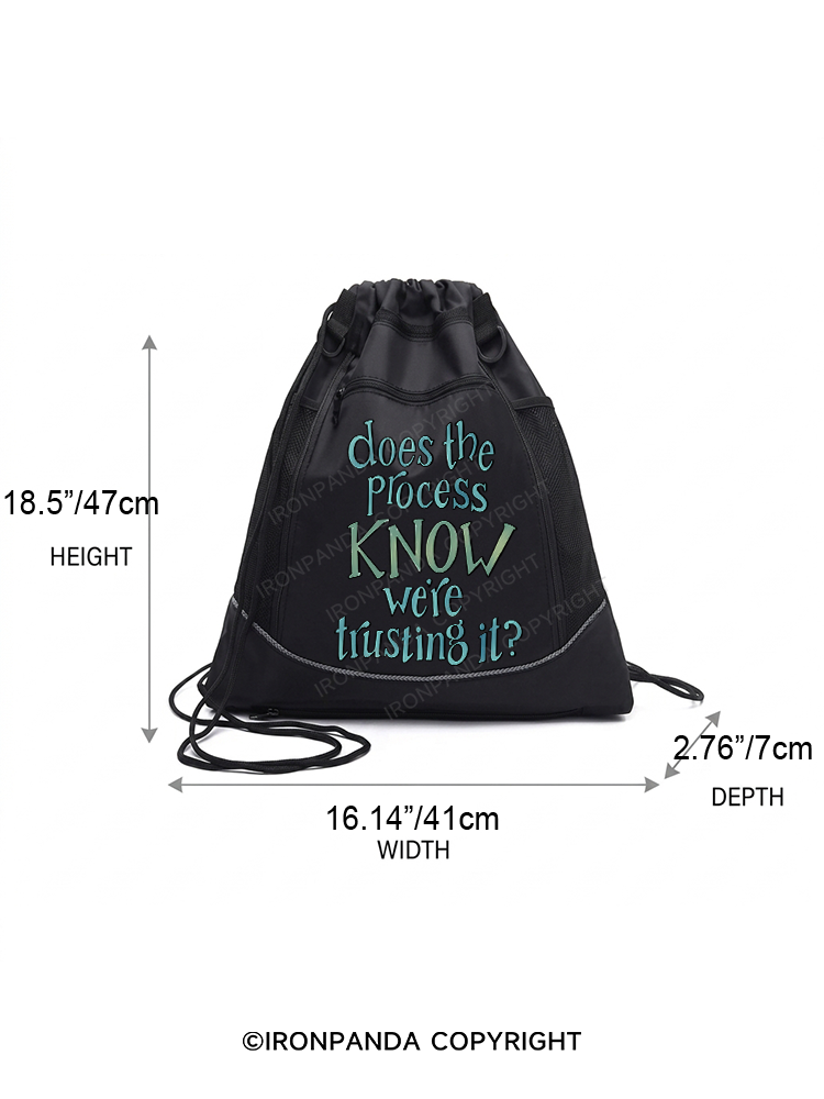 DOES THE PROCESS KNOW WE'RE TRUSTING IT Gym Drawstring Bag