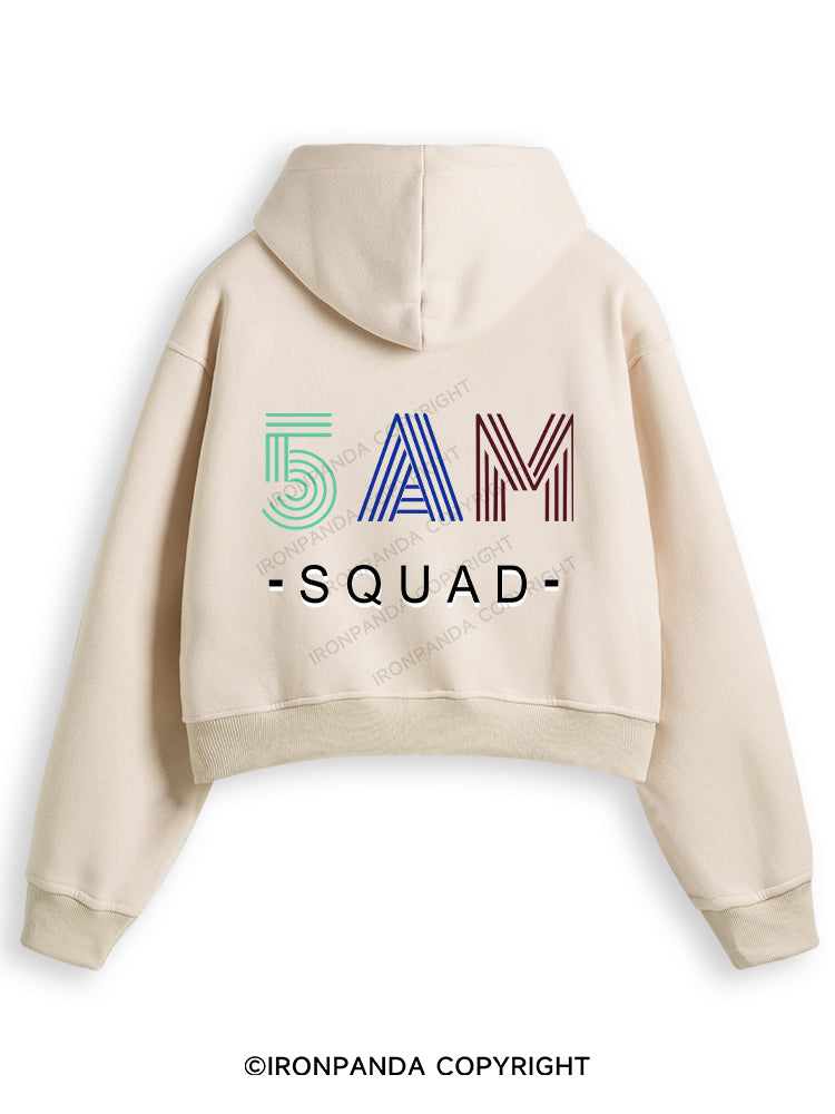 5 AM SQUAD Fleece Crop Zip Up Hoodie