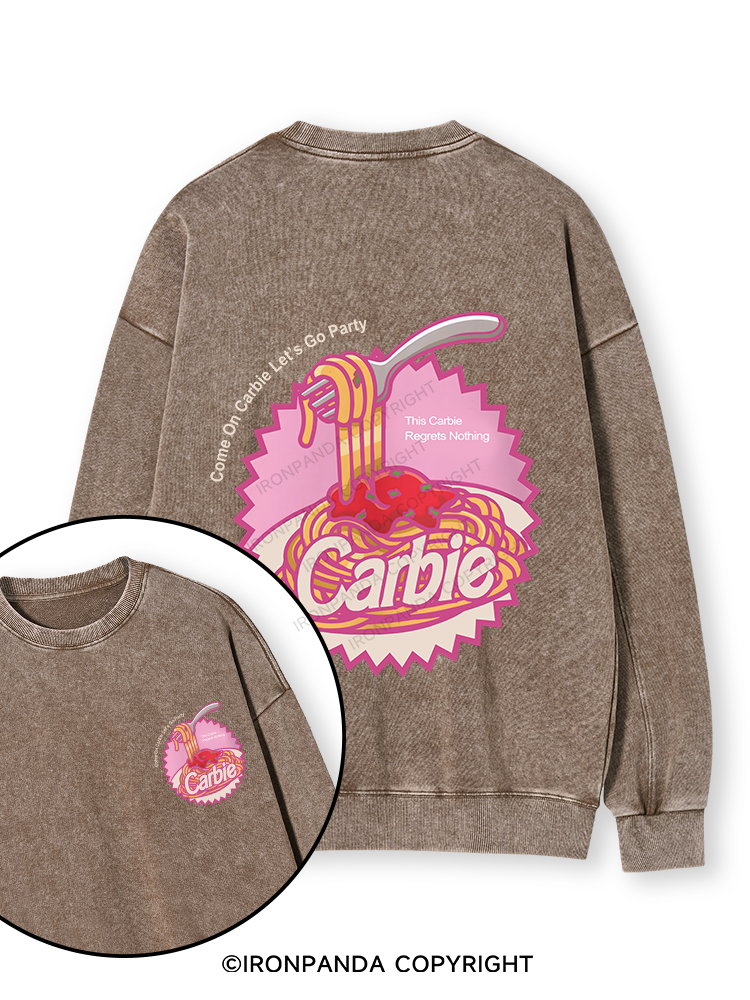 Carbie I Love Carbs Bread Pasta Pizza Double-Sided Printed Washed Sweatshirt