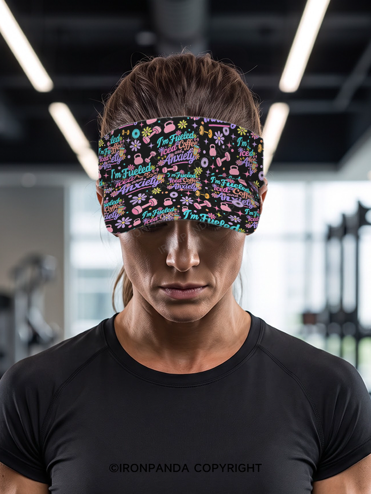 Fueled by Iced Coffee and Anxiety Workout Printed Sports Visor