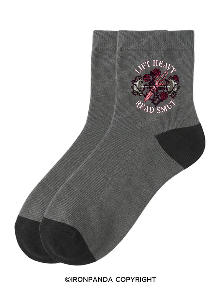 LIFT HEAVY READ SMUT Crew Socks