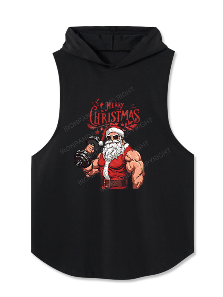 GYM SANTA MERRY CHRISTMAS Hooded Tank