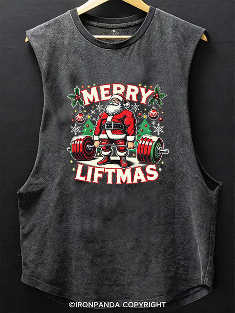 Merry Liftmas Santa Christmas Scoop Bottom Cotton Tank