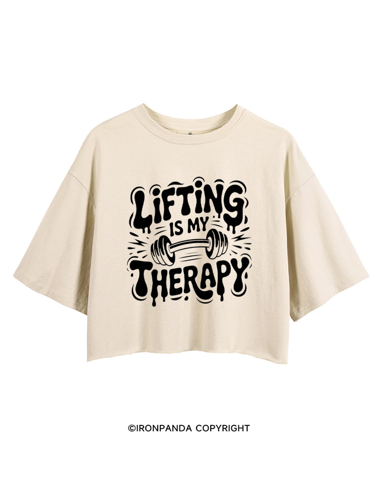 LIFTING IS MY THERAPY POSITIVE GYM VIBE CROP TOPS