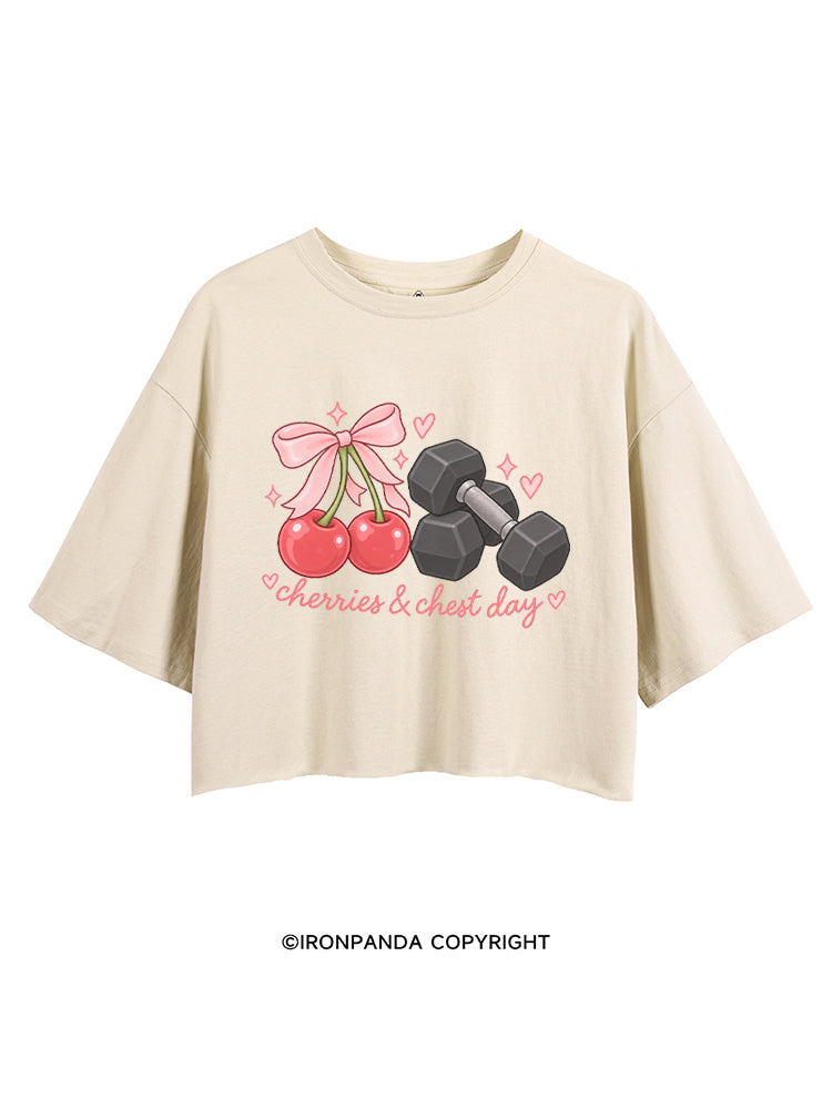 CHERRIES & CHEST DAY CROP TOPS
