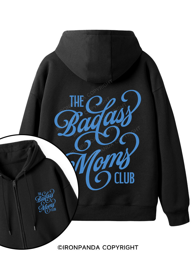 THE BADASS MOMS CLUB Double-Sided Printed Fleece Zip Up Hoodie