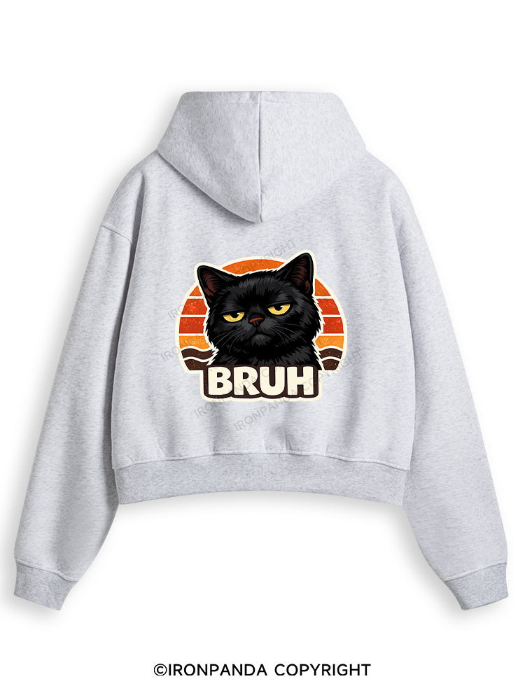 BRUH Fleece Crop Zip Up Hoodie