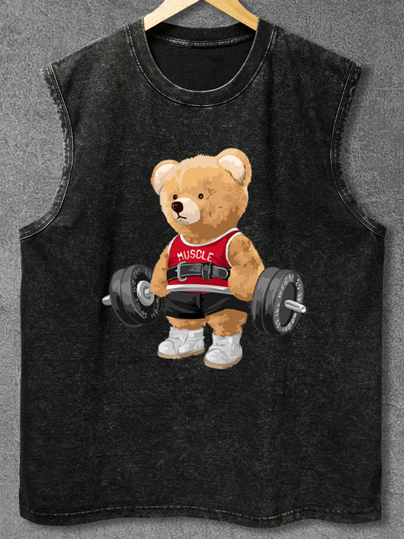 exercise bear Washed Gym Tank