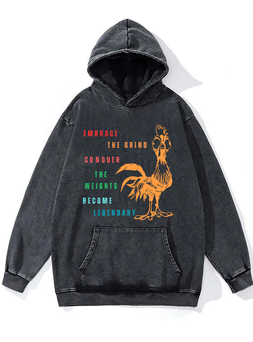 become legendary rooster Washed Gym Hoodie