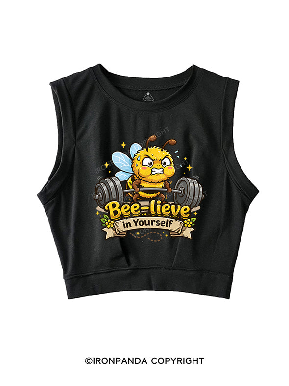 bee-lieve in yourself SLEEVELESS CROP TOPS