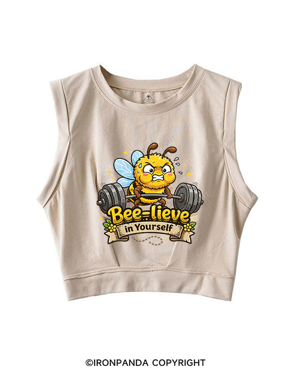 bee-lieve in yourself SLEEVELESS CROP TOPS