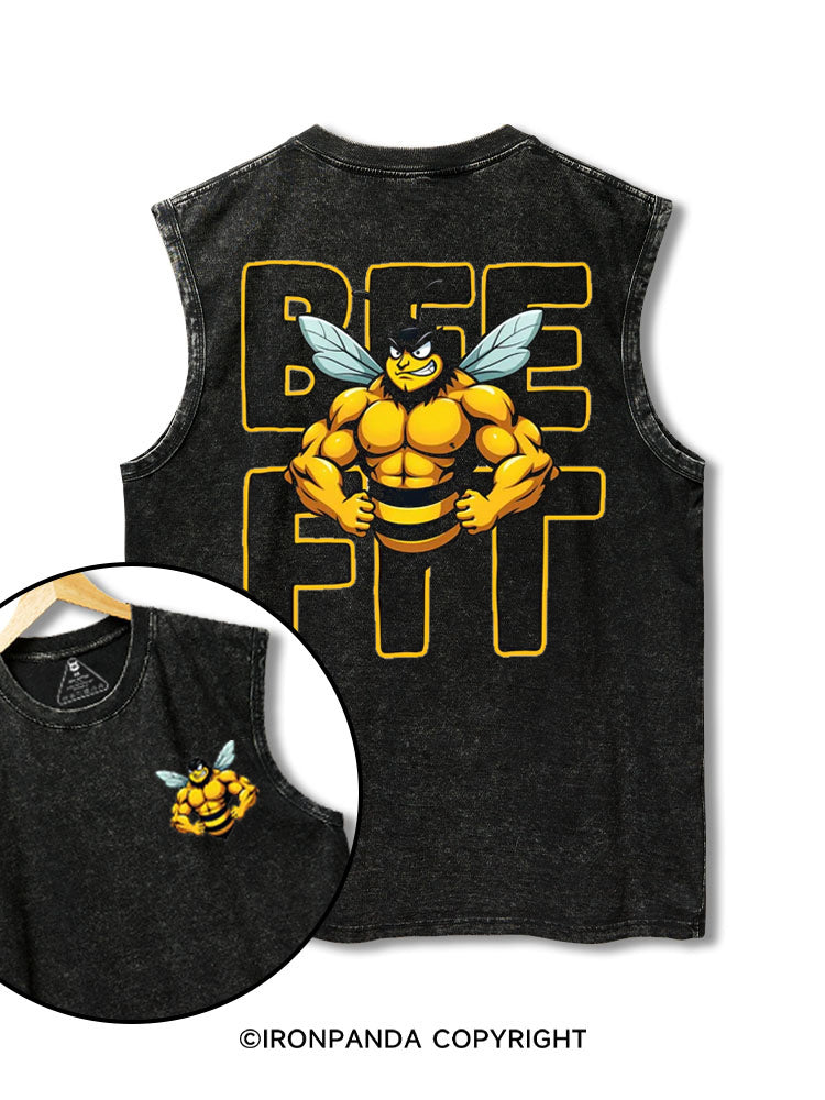 bee fit printed Washed Gym tank