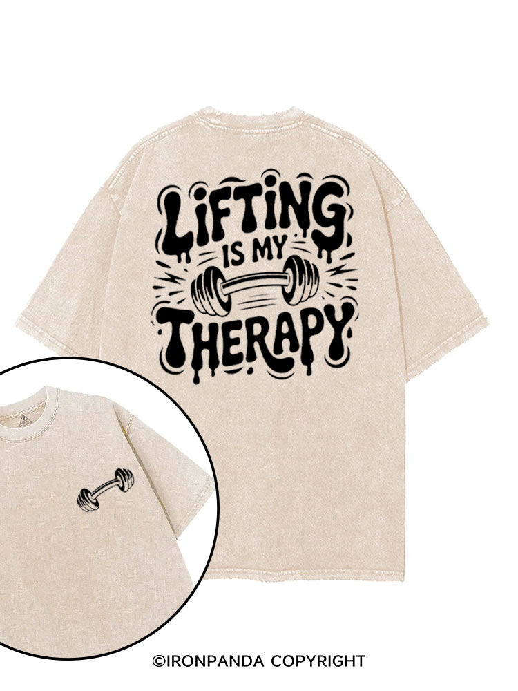 LIFTING IS MY THERAPY POSITIVE GYM VIBE printed Gym Shirt