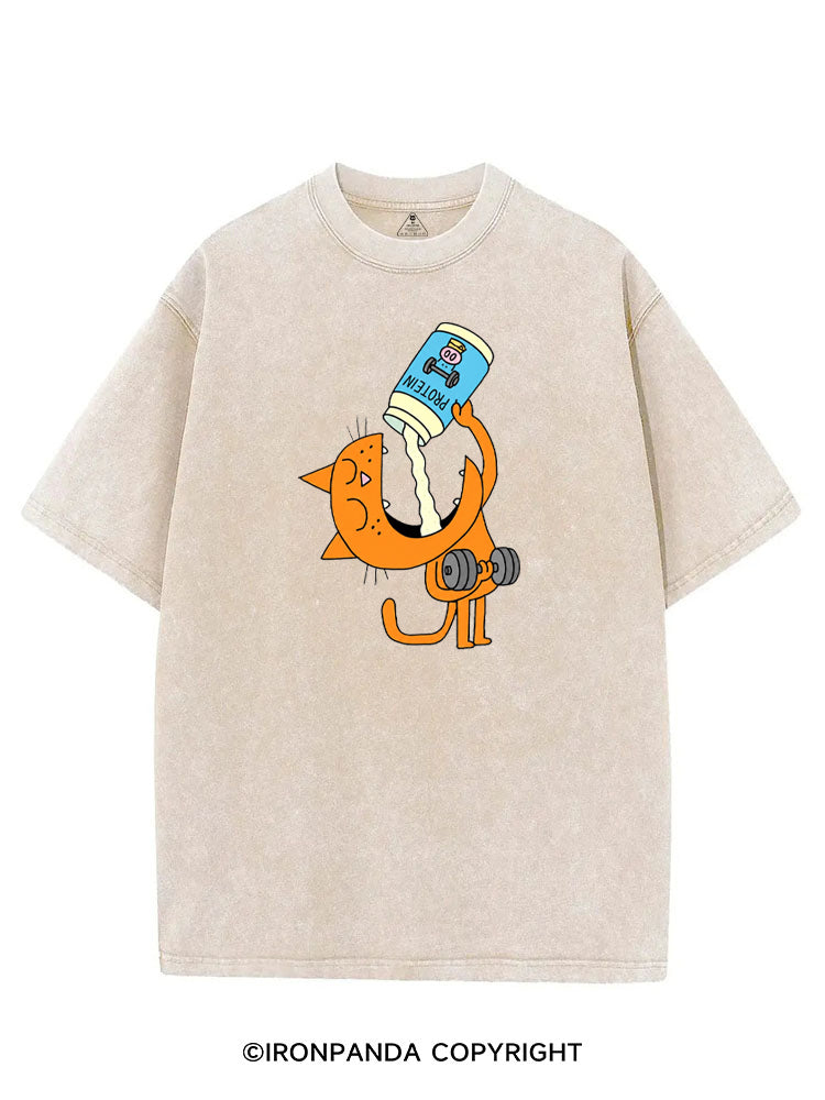 PROTEIN POWERED KITTY VINTAGE GYM SHIRT