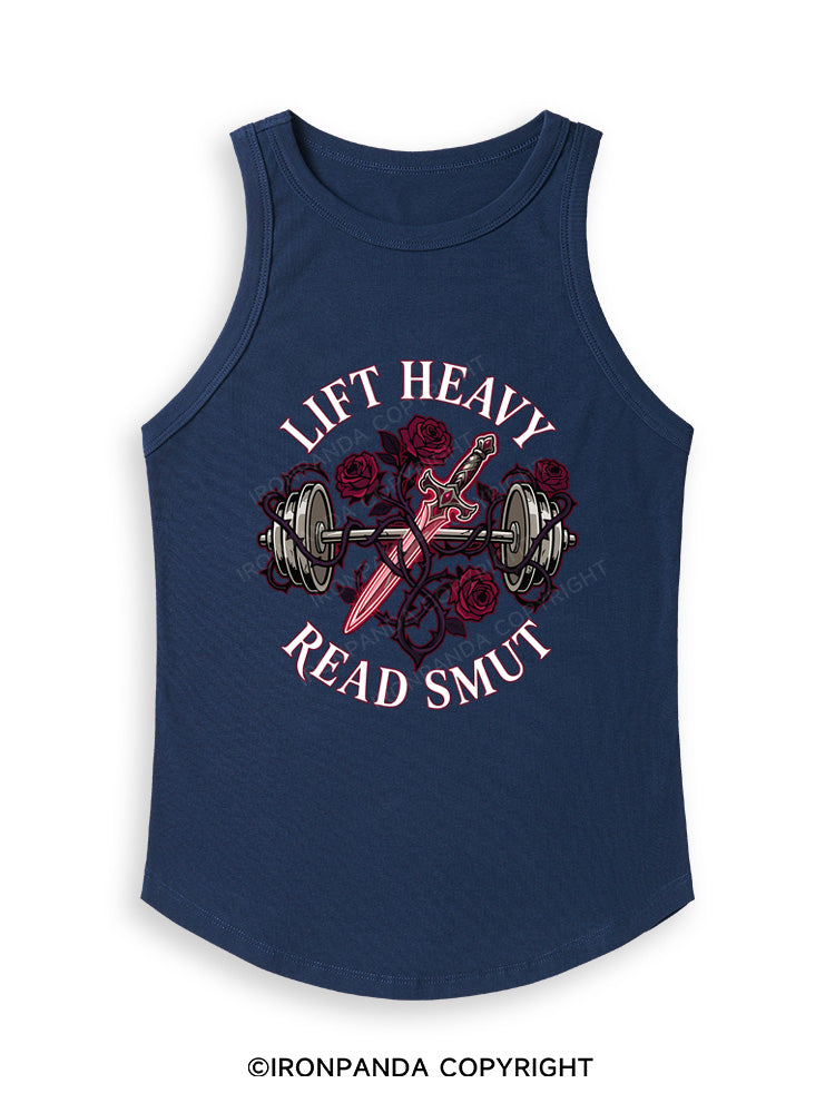 LIFT HEAVY READ SMUT Fitted Tank Top
