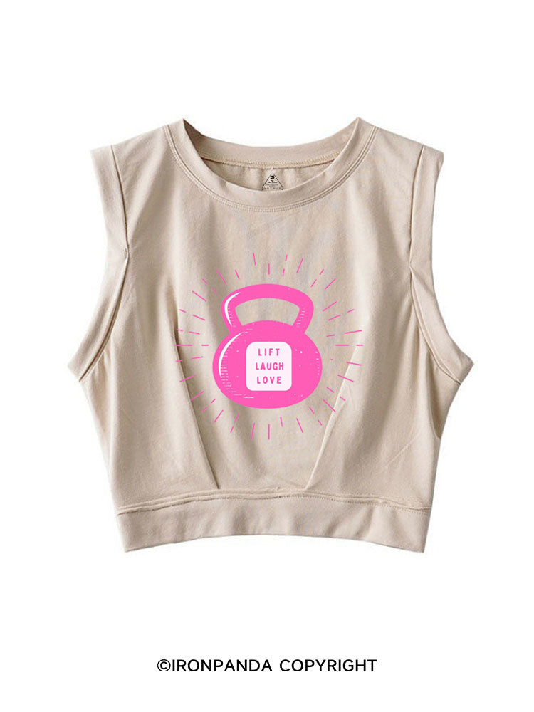 LIFT LAUGH LOVE GYM KETTLEBELL SLEEVELESS CROP TOPS