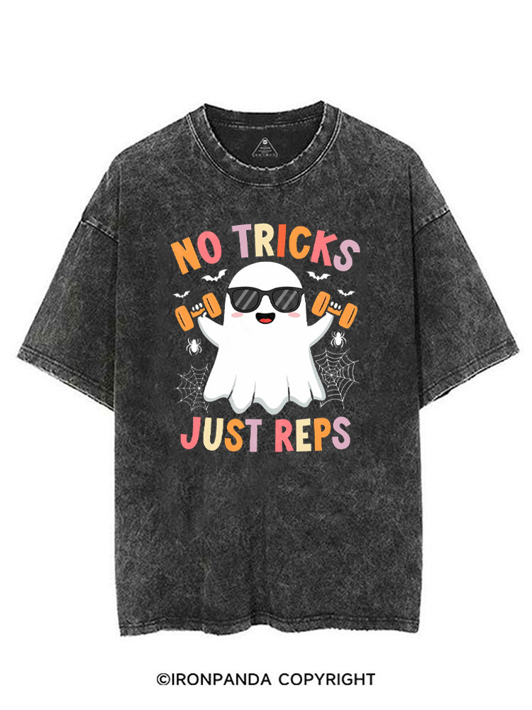 NO TRICKS JUST REPS CUTE GHOST VINTAGE GYM SHIRT