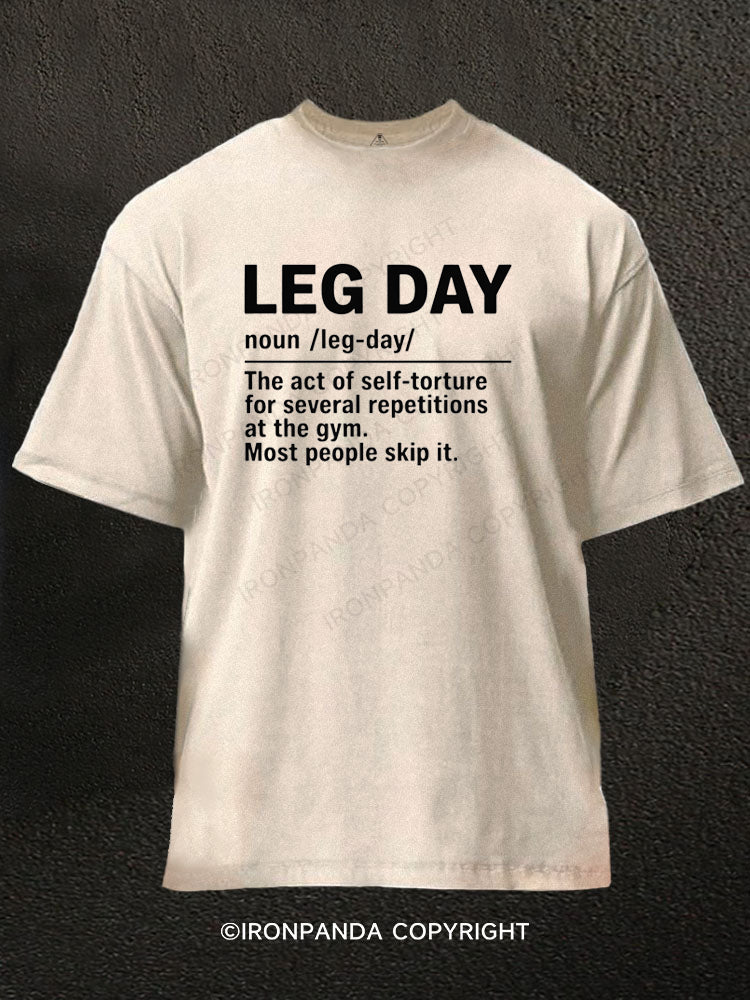 Leg Day Definition Washed Gym Shirt