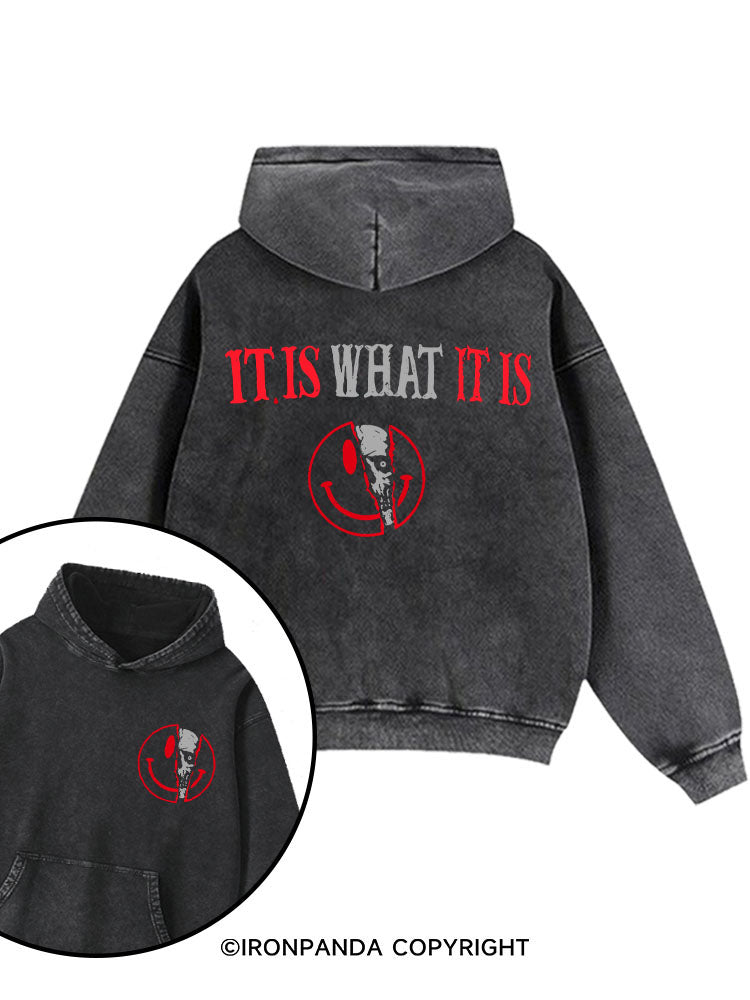 IT IS WHAT IT IS Printed Washed Gym Hoodie
