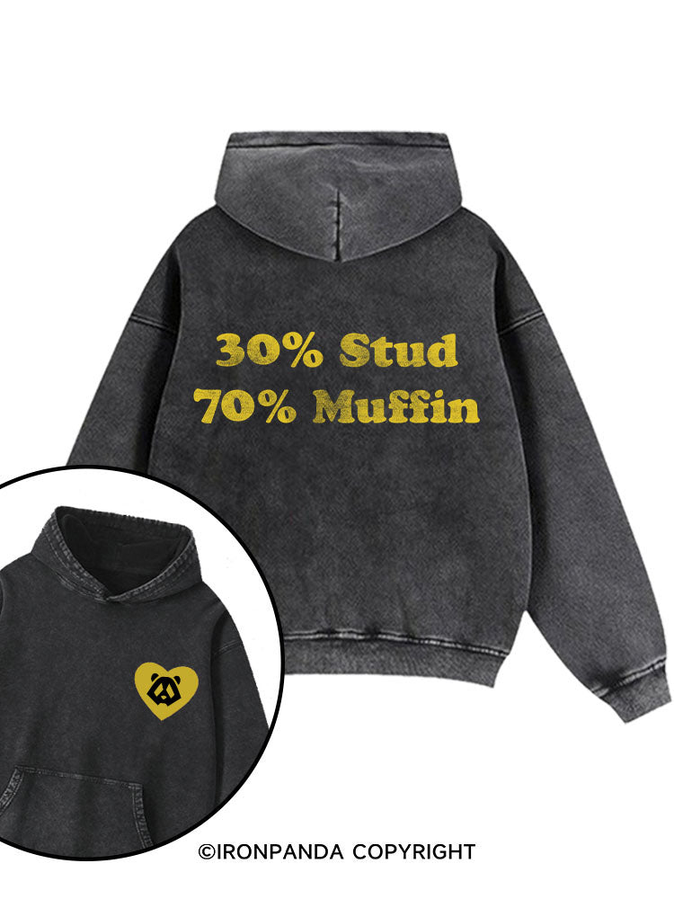 30% Stud 70% Muffin Printed Washed Gym Hoodie