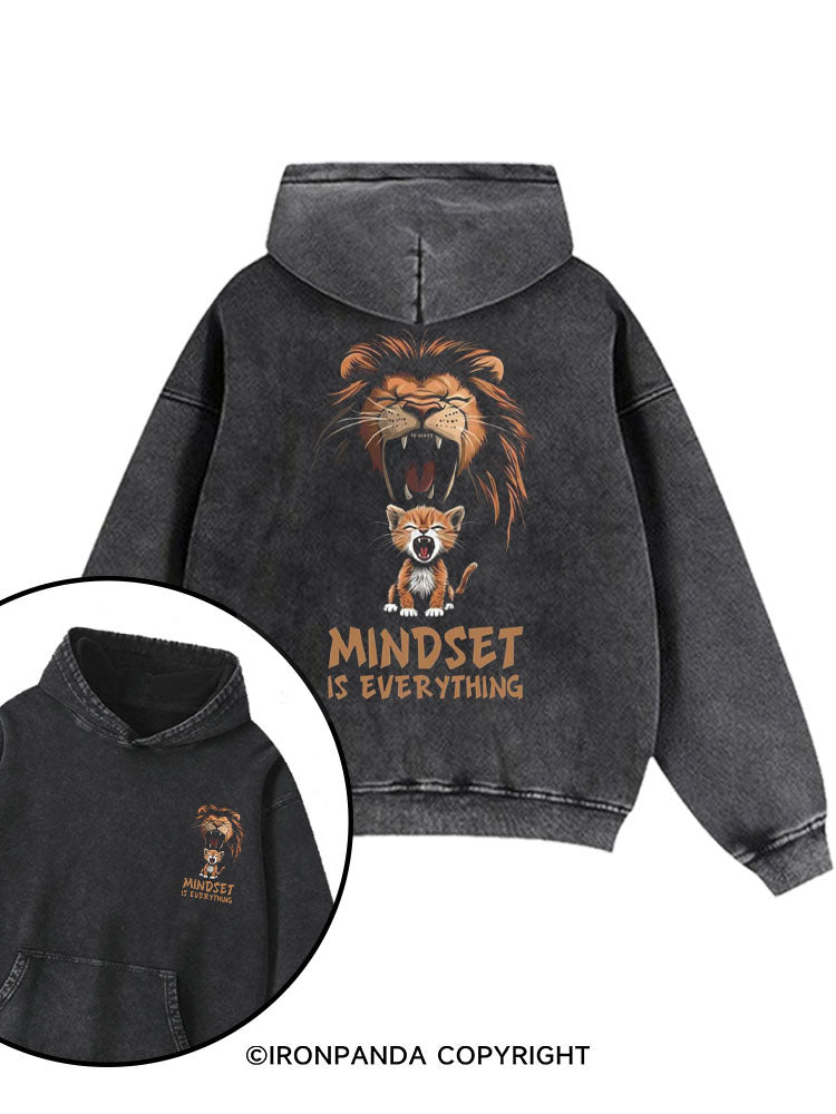 Mindset Is Everything Printed Washed Gym Hoodie
