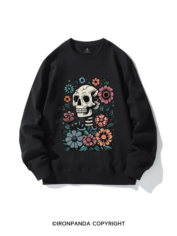 SKELETON WITH FLOWER CREWNECK Sweatshirt