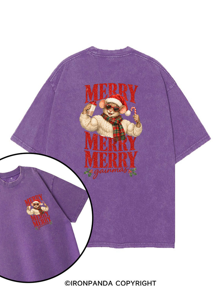 Merry Merry Merry Gainmas printed Gym Shirt