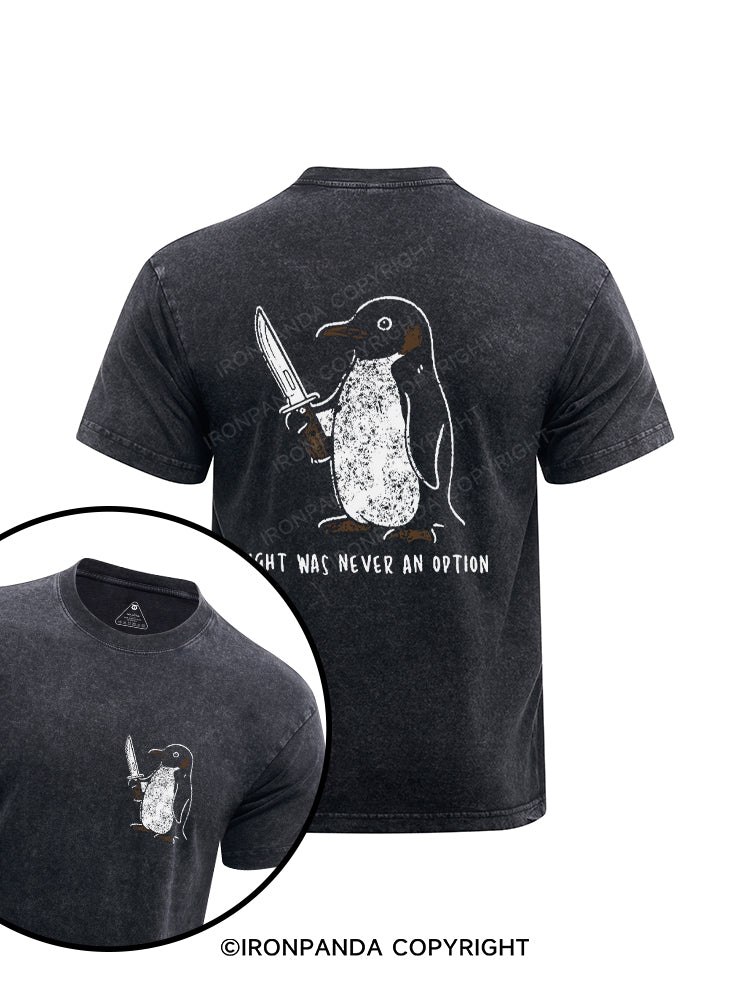 Flight Was Never An Option Printed Washed Gym Shirt
